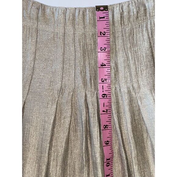 J. JILL Shimmer Pintuck Pleat Skirt A-Line Knee Length Metallic Beige Size 14 - Picture 12 of 16